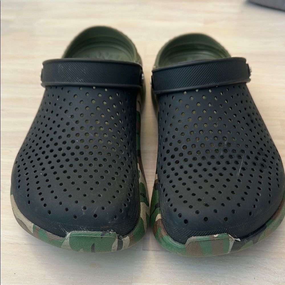 CROCS Black and Green Clogs